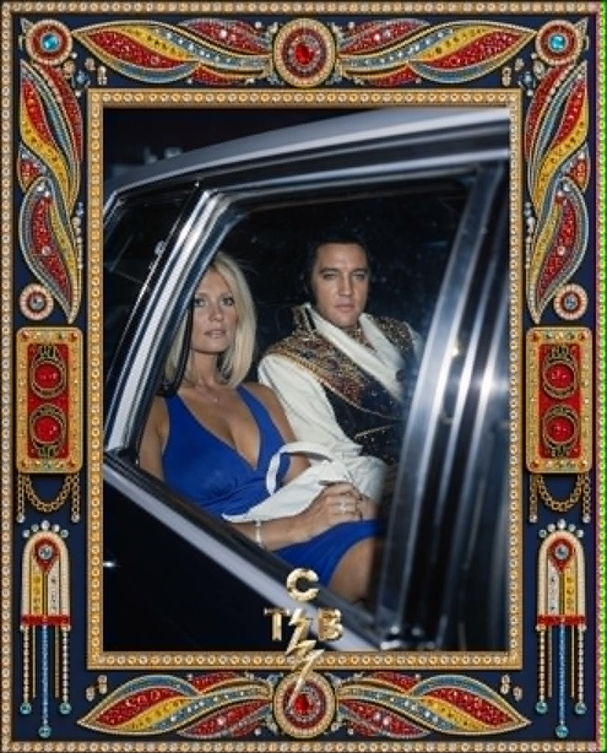 Diana Goodman and Elvis Presley color photo in decorative frame - hand signed by Diana